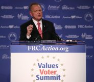 WASHINGTON, DC - OCTOBER 13: Roy Moore, GOP Senate candidate and former chief justice on the Alabama Supreme Court speaks during the annual Family Research Council's Values Voter Summit at the Omni Shorham Hotel on October 13, 2017 in Washington, DC. (Photo by Mark Wilson/Getty Images)