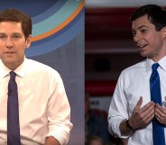 L - Paul Rudd as Pete Buttigieg. R - Pete Buttigieg as Pete Buttigieg.