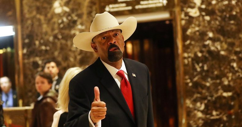 NEW YORK, NY - NOVEMBER 28: Milwaukee County Sheriff David Clarke leaves Trump Tower on November 28, 2016 in New York City. President-elect Donald Trump and his transition team are in the process of filling cabinet and other high level positions for the new administration. (Photo by Spencer Platt/Getty Images)