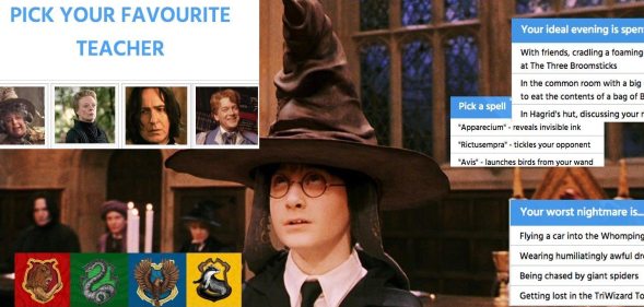 Harry Potter sorting hat Hogwarts house quiz