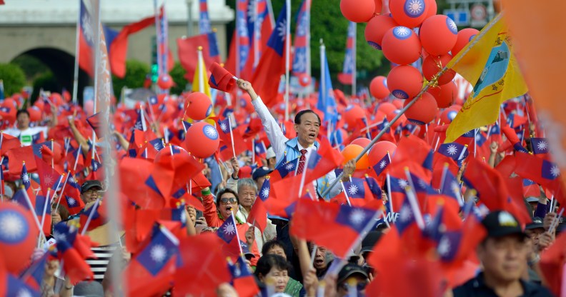 A rally ahead of the November 24 elections in Taiwan