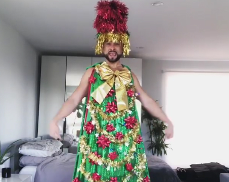 Dancer Mark Kanemura dressed as a tree.