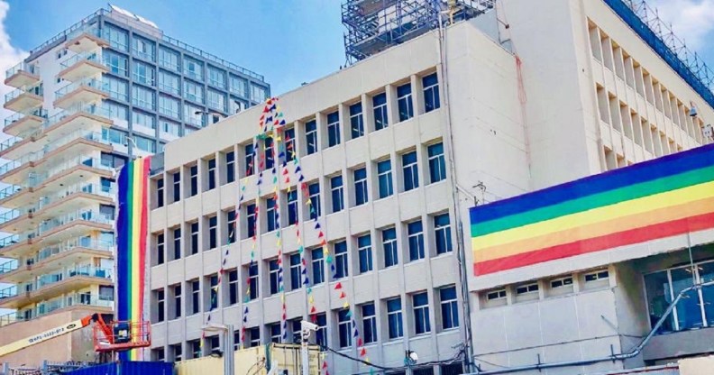 The US Embassy branch office in Tel Aviv, Israel hung rainbow flags