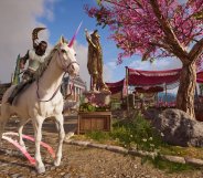 Alexios on a unicorn in Assassin's Creed: Odyssey. (Ubisoft)