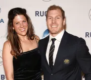 Rugby player David Pocock and with wife Emma Palandri