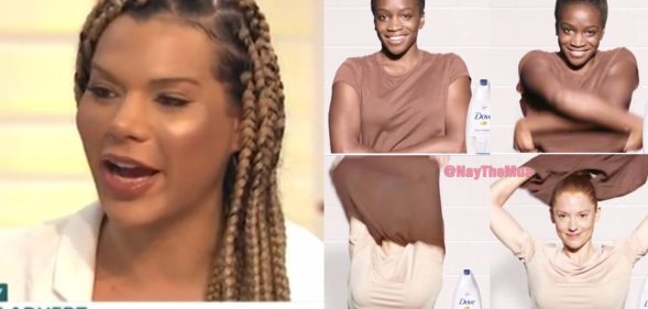 Munroe Bergdorf and the "racist" Dove advert (ITV/Twitter)