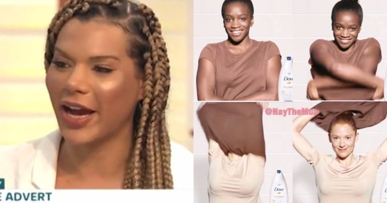 Munroe Bergdorf and the "racist" Dove advert (ITV/Twitter)