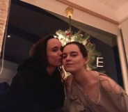 Ellen Page kisses her wife Emma Portner