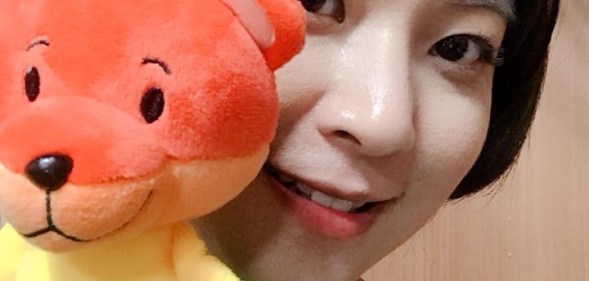 Writer Eun Ha-sun poses with a LGBT teddy bear in a photo uploaded on Facebook, where she tricked homophobes to donate to the Seoul Pride festival