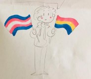 lesbian couple finds note of door step, drawing of child waving flags