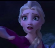 Elsa in a purple dress in the Frozen 2 trailer