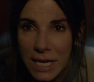 Sandra Bullock in the middle of her opening scene of Netflix's Bird Box which Austin Wilde turned into a meme