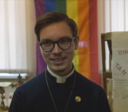 Russia's openly gay priest leads a service in St Petersburg