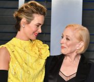 Sarah Paulson (L) and wife Holland Taylor attend the 2018 Vanity Fair Oscar Party.