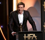 Hugh Jackman accepts the Hollywood Actor Award for "The Front Runner" onstage during the 22nd Annual Hollywood Film Awards
