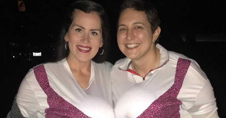 Illinois lesbian couple Casey Handal and Zadette Rosado, who had their Pride flag stolen