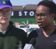 Kendall Anderson and Peder Sevig were asked to leave a Chicago restaurant after they hugged each other. (CBS Chicago/YouTube)