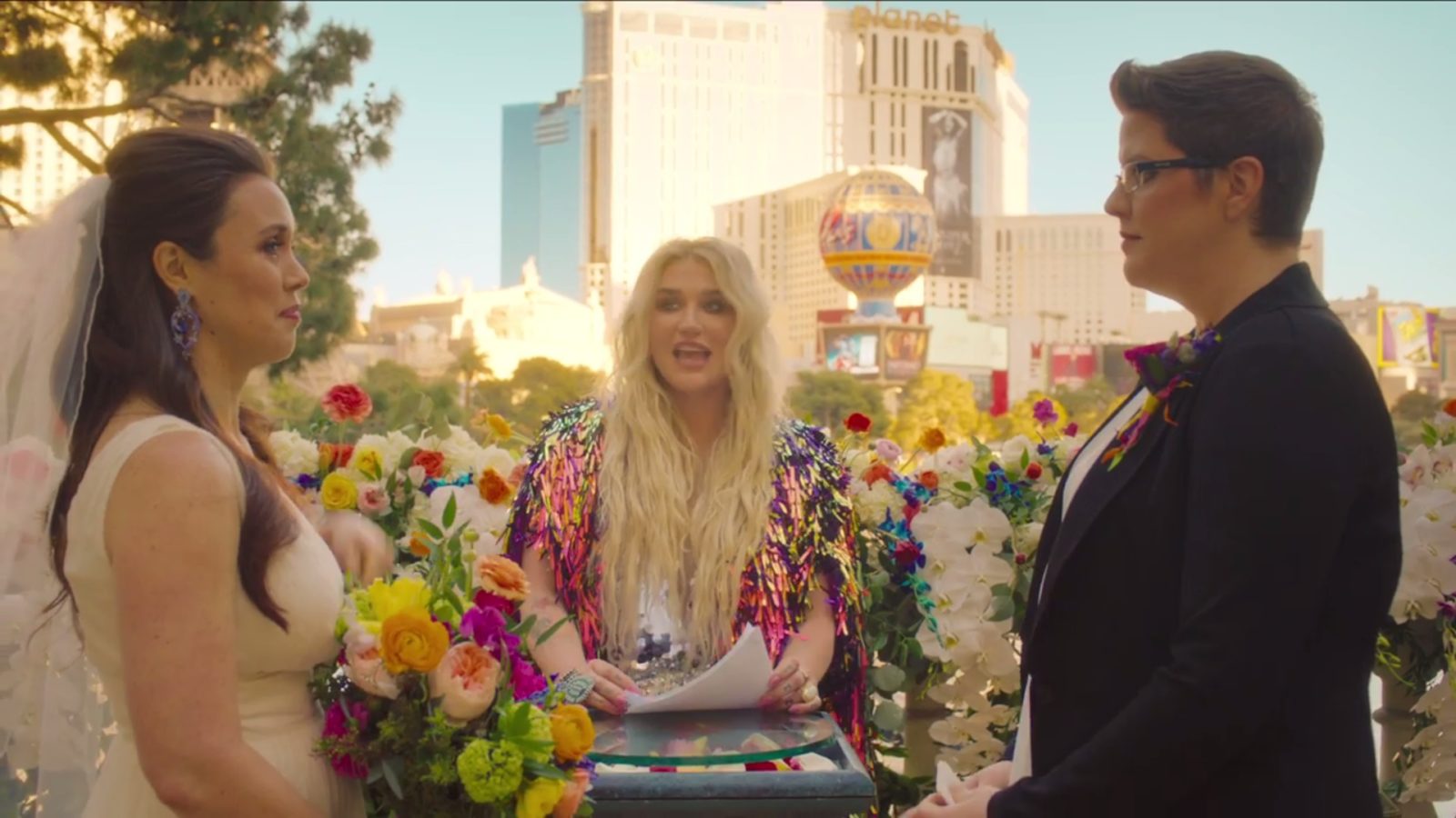 Kesha officiates a reallife lesbian wedding in her new music video