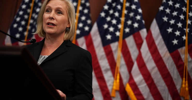 US Senator Kirsten Gillibrand speaks during a news conference December 12, 2017 on Capitol Hill in Washington, DC.