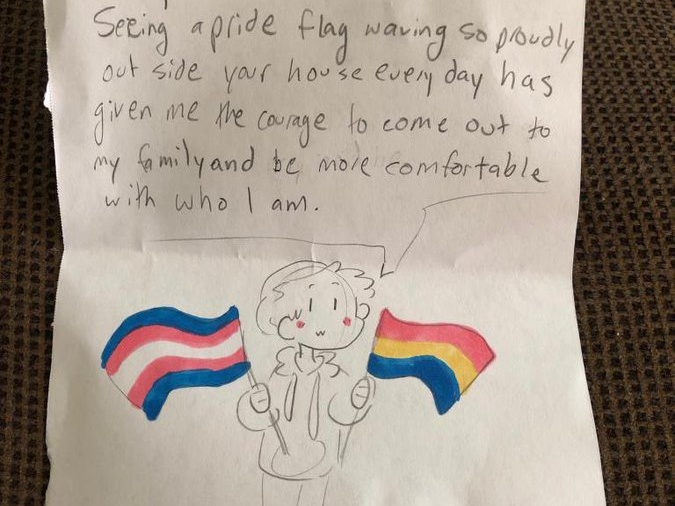 Touching note sent to lesbian couple reveals power of rainbow flags