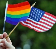 A Pride and USA flag