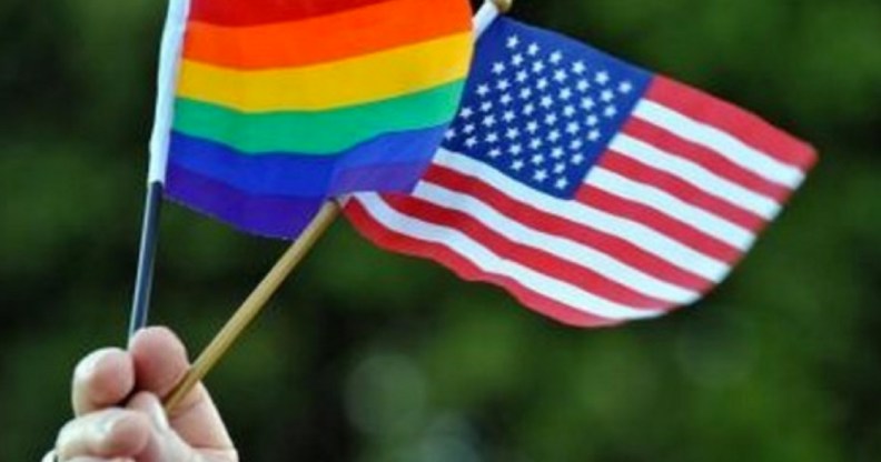A Pride and USA flag