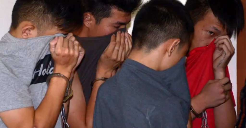 A photo of the four suspects in the murder of a trans woman in Pahang, Malaysia in December 2018