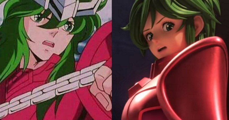 Super Seiya characters Andromeda Shun (left) and Andromeda Shaun (right)