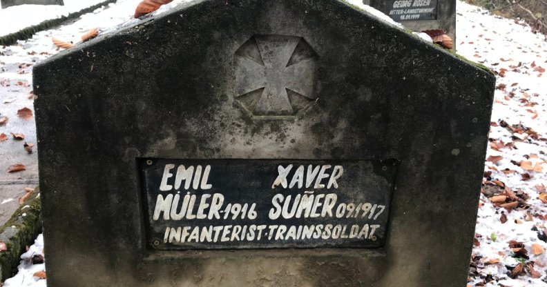 The soldiers' tomb stone that inspired the mystery.