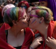 LGBT statistics: Two attendees kiss at the annual Pride Parade in London on July 7, 2018