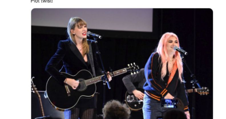 A tweet celebrating Taylor Swift and Hayley Kiyoko performing together.