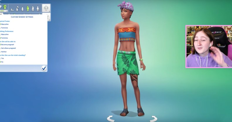 Screenshow of a Create A Sim page