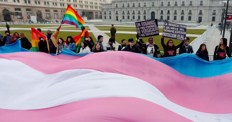 Trans campaigners in Santiago, Chile, where a landmark trans rights law has been passed