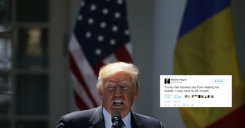 trump with stephen king tweet