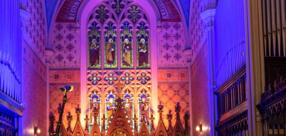 Illuminated altar of the Holy Trinity Anglican Church