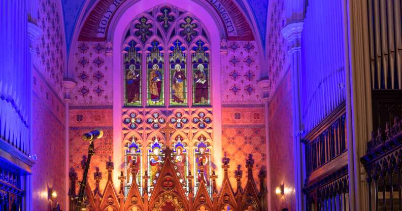 Illuminated altar of the Holy Trinity Anglican Church