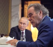 US film director Oliver Stone during an interview with the President of Russia Vladimir Putin in the Moscow Kremlin.