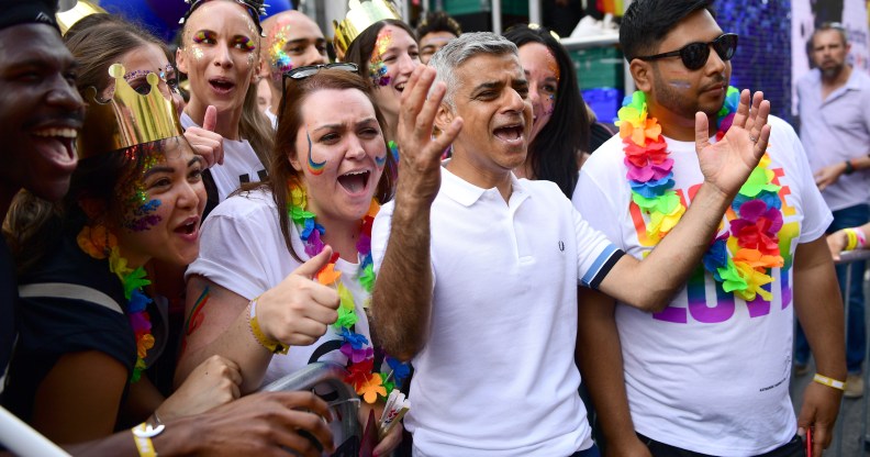 London Mayor Sadiq Khan during the parade at Pride in London 2019