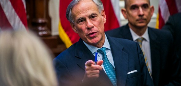 LGBT Texas Governor Greg Abbott at the state capital on May 24, 2018 in Austin, Texas.
