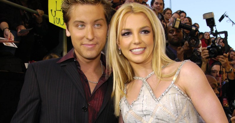 Lance Bass and Britney Spears smiling