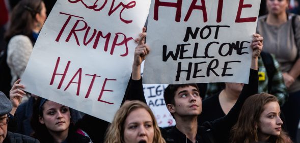 Main image to represent hate crimes rising in the USA