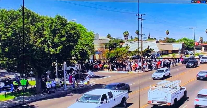 The Straight Pride rally and counter-protesters outside Planned Parenthood in Modesto, California.
