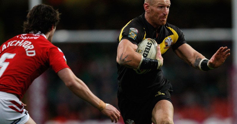Gareth Thomas of Crusaders in action during the Engage Super League Match between Crusaders RL and Salford City Reds at Millennium Stadium on February 13, 2011 in Cardiff, Wales.