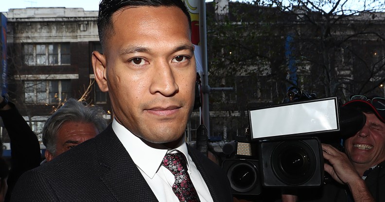 Israel Folau arrives ahead of his conciliation meeting with Rugby Australia at Fair Work Commission on June 28, 2019 in Sydney, Australia