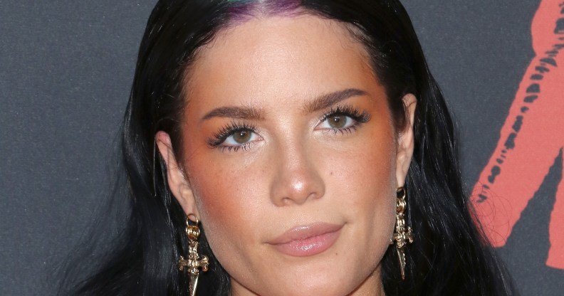 Halsey attends VMAs with rainbow hair