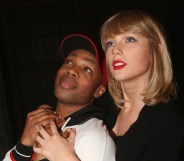 Todrick Hall and Taylor Swift pose backstage at the hit musical Kinky Boots on Broadway at The Al Hirschfeld Theater on November 23, 2016 in New York City.