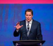 Andrew Scheer, newly elected leader of the Conservative Party of Canada, speaks at the party's convention in Toronto, Ontario.