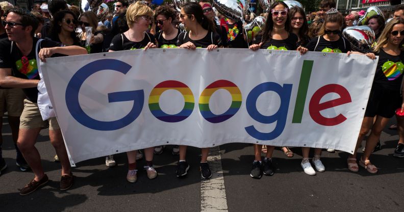 Google banner at Berlin's annual Christopher Street Day LGBT+ pride parade