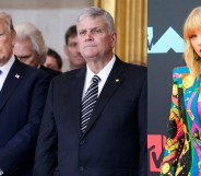 President Donald Trump with preacher Franklin Graham, who has hit out at Taylor Swift