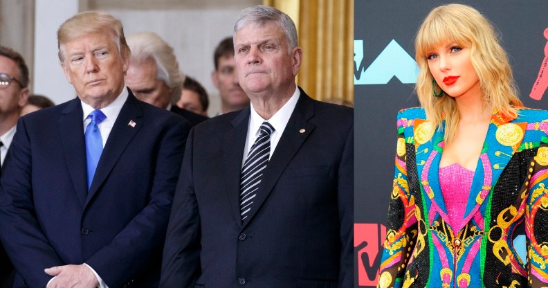 President Donald Trump with preacher Franklin Graham, who has hit out at Taylor Swift